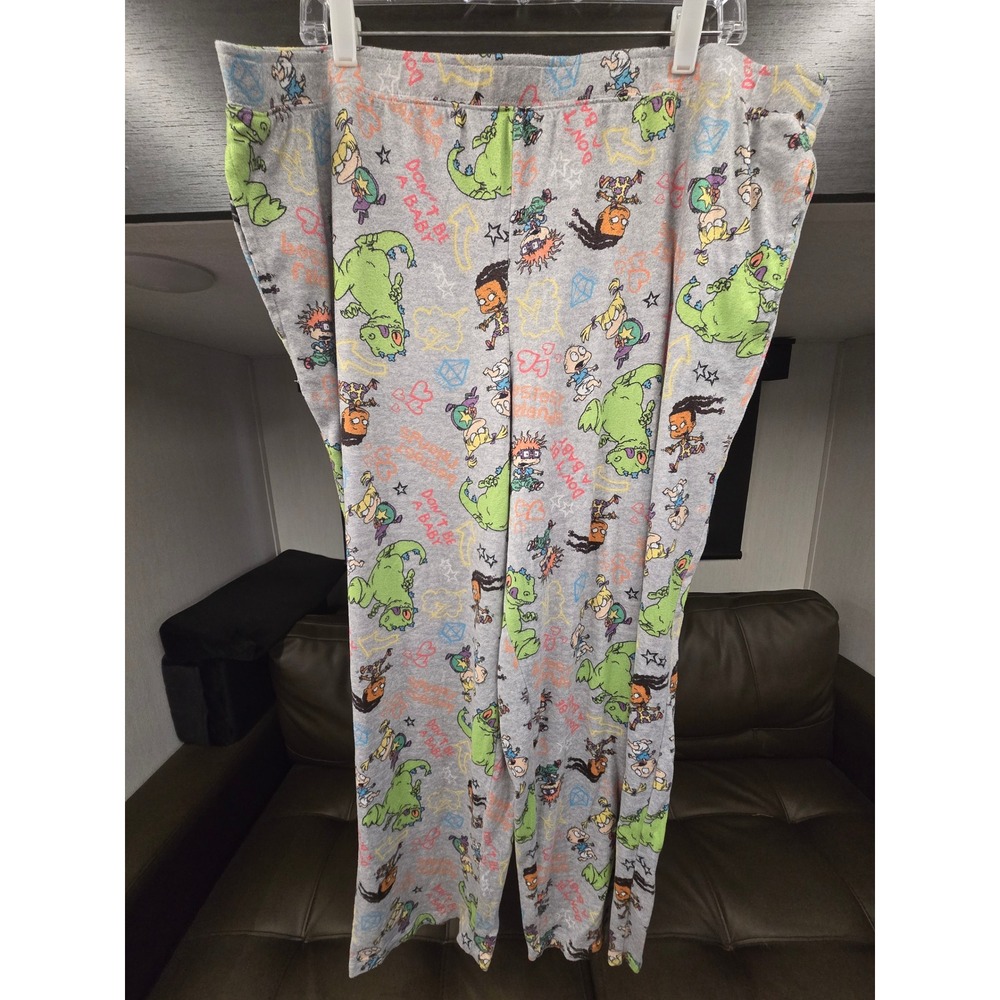 Xbox Nickelodeon Rugrats Pajama Pants Womens 2X Gray Reptar Chuckie Lounge Sleep